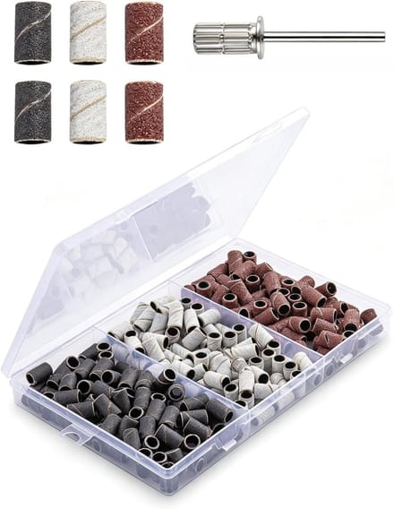 Schuurhulzen Set - Nagelfrees Bits - Nagelverzorging - 210 Delig - Korrel 80/120/180 - Grijs