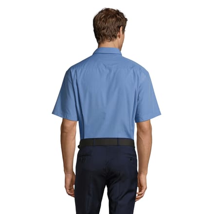 SOLS Heren Bristol Poplin Overhemd met Korte Mouwen (Middenblauw)