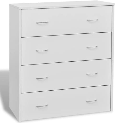 Houten Commode met 4 Schuifladen - Multifunctionele Ladekast in Wit