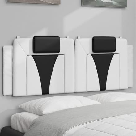 vidaXL - Hoofdbordkussen - "Viana" - 140 - cm - kunstleer - wit - en - zwart