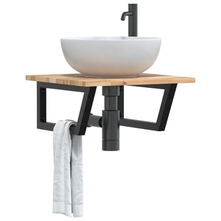 vidaXL - Badkamer - wandschap - staal - en - massief - acaciahout