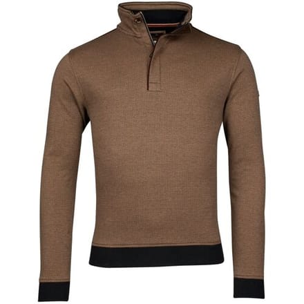 Baileys Trui Half Zip 2-Tone Jacquard Interlock Doubleface Sweat Donker Zand / male