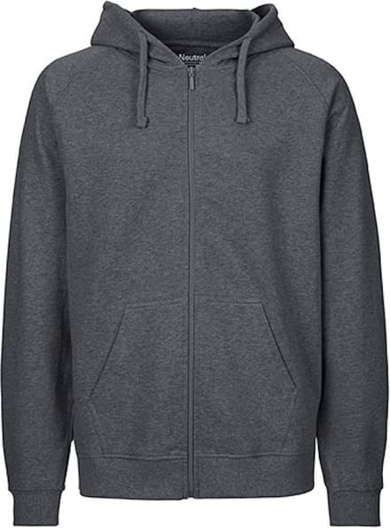 Fairtrade Men's Zip Hoodie met capuchon Dark Heather - 3XL