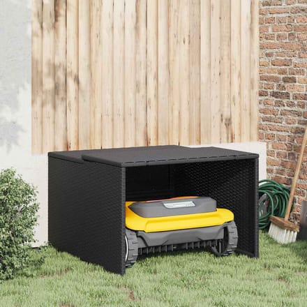 vidaXL - Garage - voor - robotmaaier - 86x90x52/57 - cm - poly - rattan - zwart
