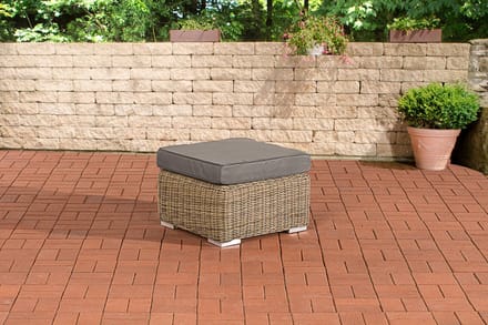 CLP Polyrattan hocker Bilbao / Madeira natura ijzerachtig grijs