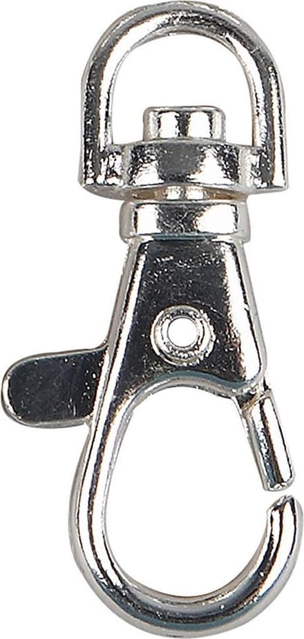 Karabijnsluiting, groot, H: 3,7 cm, B: 1,4 cm, d 37 mm, verzilverd, 15 stuk