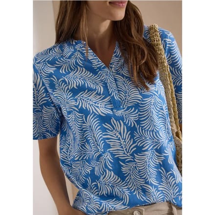 Shirt met gespleten hals en print