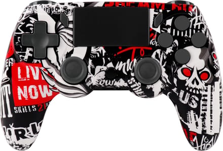 Ntech PS4 Controller Geschikt voor PS4 en PS3 - PS4 controller Draadloos Skull Rood - Audio Jack Input - Touch Sensor - Dual Trilmotoren Draadloze Controller