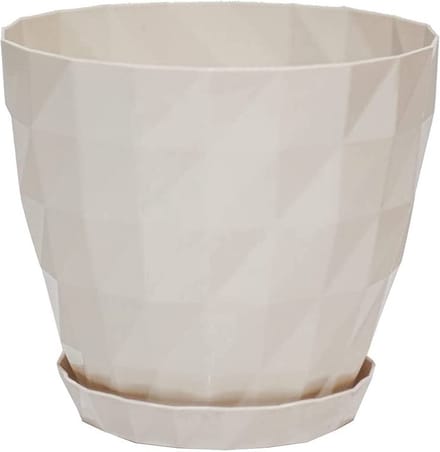 1+1 Sierpot wit transparant Kristal design orchidee rond bloempotten met schaal kruidenpot Ø 19 cm