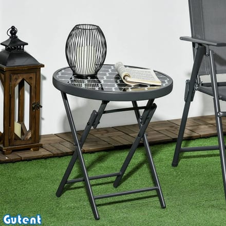 Gutent Klaptafel - Rond - Weerbestendig - Inklapbaar - Diameter 45 x 50 cm - Zwart