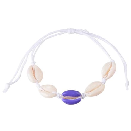Fako Bijoux® - Schelpjes Armband - Schelpen - Wit - 1x Paars