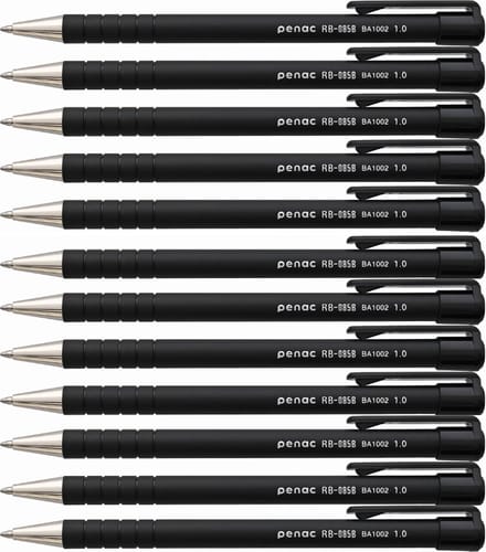 Penac Balpen - RB-085 - 12-pack - Zwart - 1.0mm - Zwarte inkt