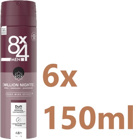 8x4 Deospray - Men - No.18 - Millions Nights - 6x 150ml