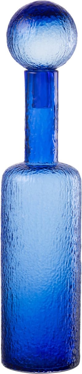 J-Line decoratie Fles Reliëf - glas - transparant/blauw - large