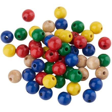 Houten kralen, Ø 10 mm, ca. 50 stuks - Kleurrijke