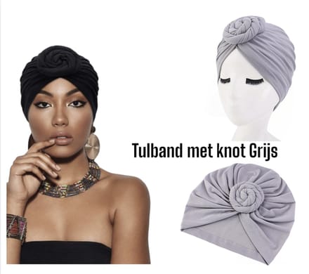 Cabantis Tulband met Knot - Hoofddeksel - Islamitisch - Tulband - Muts - Cabantis - Grijs