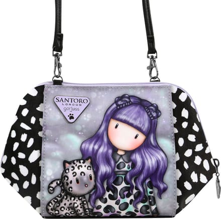 Schoudertas Gorjuss Smitten kitten Zwart Wit (26 x 15,5 x 9,5 cm)