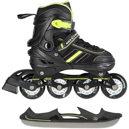 Nils Extreme - 2in1 schaatsen/skeelers Zwart/Lime Maat: M 34-38
