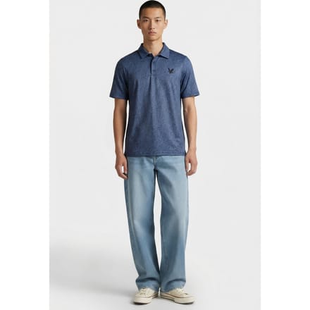 Lyle & Scott Golf Micro Contour Printed Polo Shirt Ryder Blue Größe: S | Poloshirts Outlet | Herren | Blau