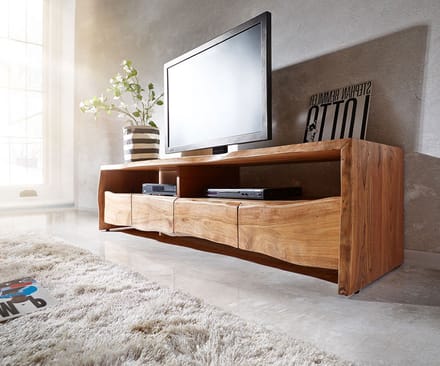 TV-tafel Live-Edge acacia natuur 230 cm 4 laden boomrand Lowboard