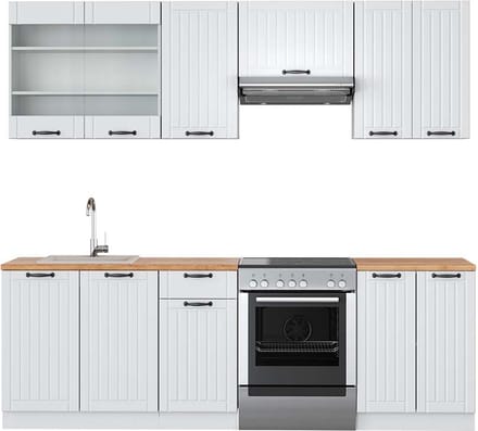 Vicco Fame-Line Complete keukeneenheid – 240 cm, WB Eik Wit landhuis/wit