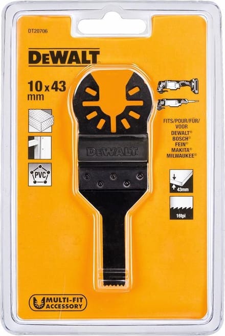 DeWALT 10x43mm Multitool Zaagblad HCS Precisie tbv Hout (1 stuk) - DT20706