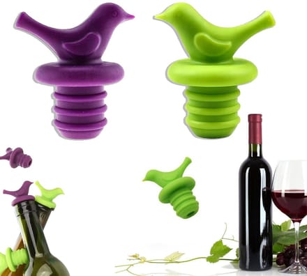 Dailygoods- Wijnflessendoppen 2 stuks - Siliconen Vogelcapsules