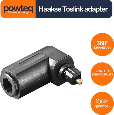 Haakse (90°) Toslink adapter - 360° draaibaar - Verguld - Voor krappe ruimtes