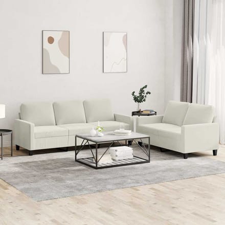 vidaXL - 2-delige - Loungeset - met - kussens - fluweel - crèmekleurig