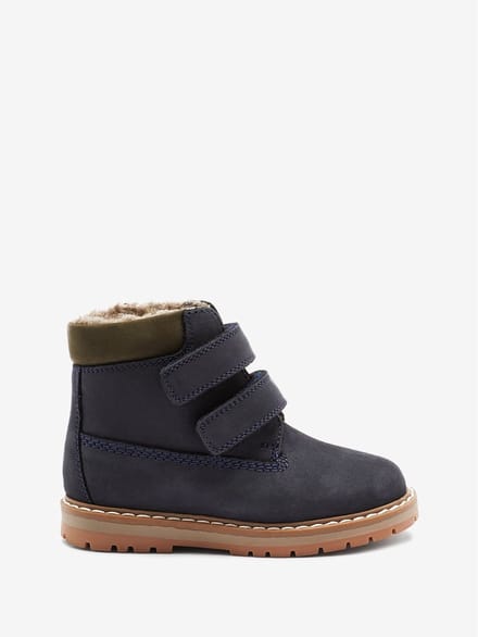 Next - Jongens - Leren thermische Thinsulate™-gevoerde werklaarzen met klittenbandsluiting - Blauw