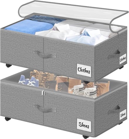 Opbergbox Onder Bed - Bedbox Wielen - Ruimte Besparen - 360 Graden Wielen - 72 x 42 x 24 cm