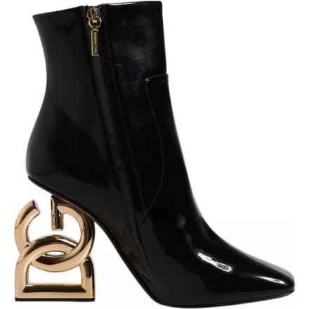 Dolce & Gabbana Zwarte Jackie Leren Enkellaarsjes Mid Calf