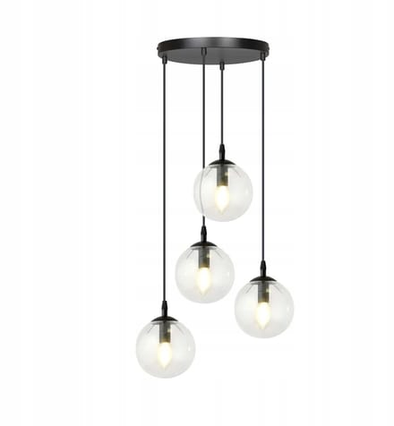 Emibig COSMO hanglamp Zwart/Transparant Glas Metaal 4x E14 10W