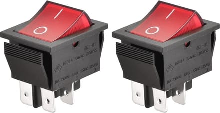 DPDT Aan-uit Tuimelschakelaar met 4 Eindpunten - 16A 250V AC, Rood Oplichtend