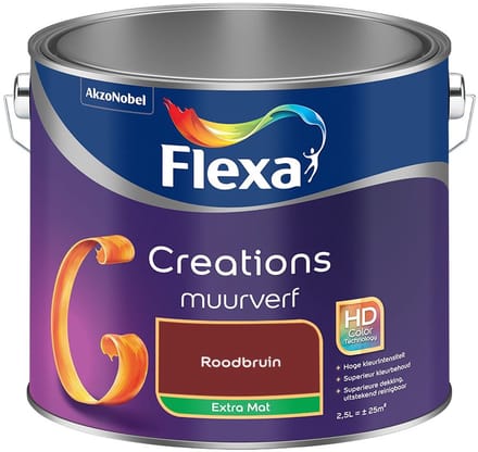 Flexa - Creations Muurverf Extra Mat - Roodbruin - Mengverf - 2,5 L