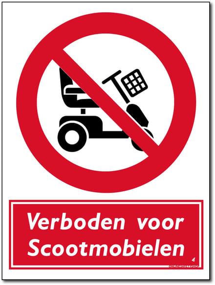 Scootmobiel bord - Verboden - Forex - 30 x 40 cm