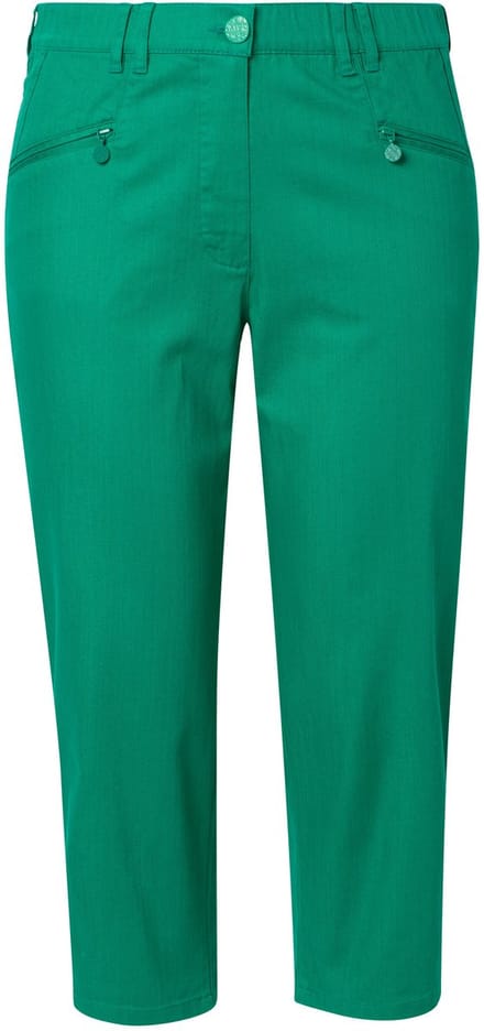 Ulla Popken - Dames - 7/8-jeans Mony elastische tailleband ritszakken - Smaragd - Maat 42