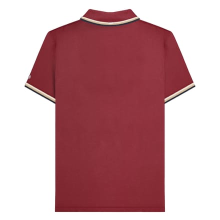 Lambretta Herenpoloshirt met drie punten (Bourgondië/Crème/Navy)