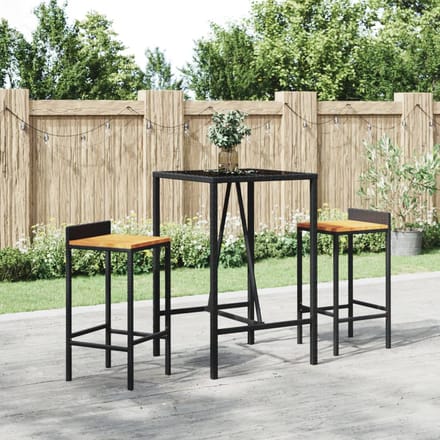 vidaXL - Bartafel - met - glazen - blad - 70x70x110 - cm - poly - rattan - zwart