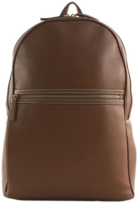 Ted Baker Leren vrijetijdsrugzak rugzak met laptopvak Silvio Pebbled Leather Backpack Tan bruine