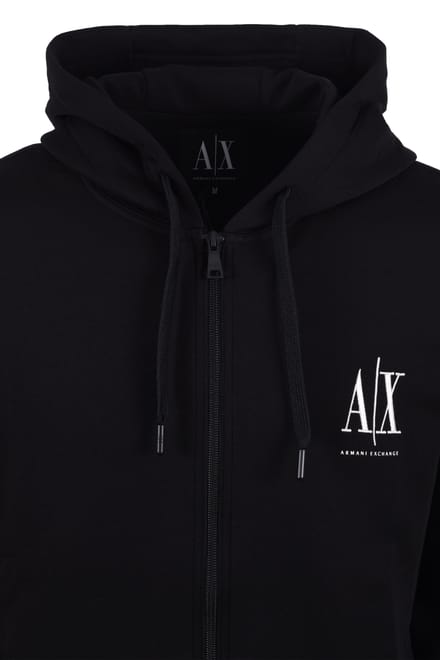 Armani Exchange Jersey Volledige Ritssluiting Hoodie Zwart