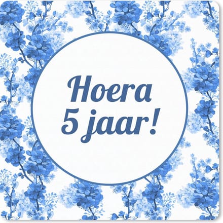 Muismat 20x20 cm - Mousepad Jubileum - 5 Jaar - Bloem - Muismatten