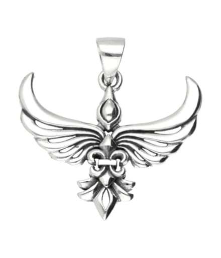 Zilveren Feniks met fleur de lis kettinghanger
