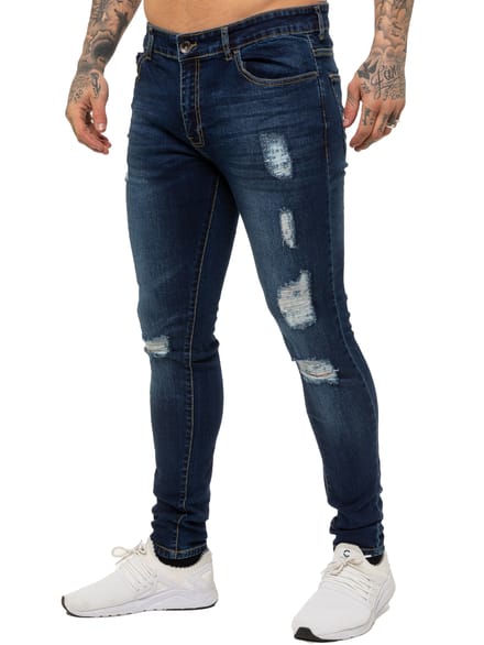 Enzo heren skinny gescheurde jeans