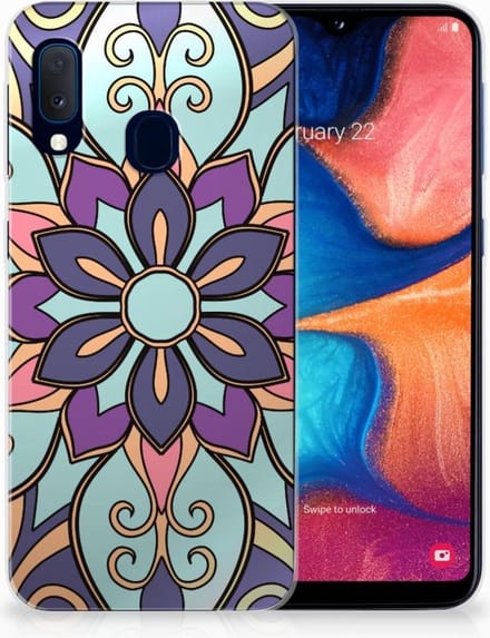 Samsung Galaxy A20e TPU Case Purple Flower
