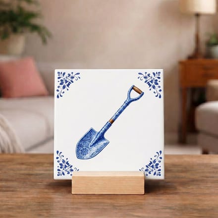 Delftsblauw Tegeltje 11x11 Schep – Tuinliefhebber Cadeau