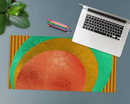 Coloray Bureau Onderlegger - Abstracte cirkels Bureau Onderlegger Groot - 120 cm x 60 cm - Veelkleurig Bureau Onderlegger - Bureau Onderlegger XXL - Computer Mat - Bureau Pad - Bureau Mat