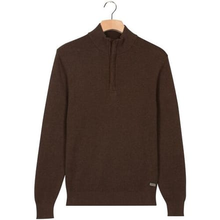 Baileys Trui Cotton Half Zip Allover Two-Tone Dark Brown / male