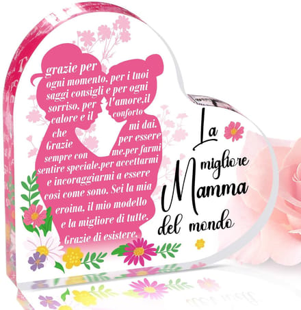 Dailygoods - Italiaans Cadeau voor Moeder - Acryl Ornament in Hartvorm