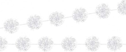 Amscan - 2 Fluffy Garlands Colourful Wedding, White, 365 x 13,9 cm